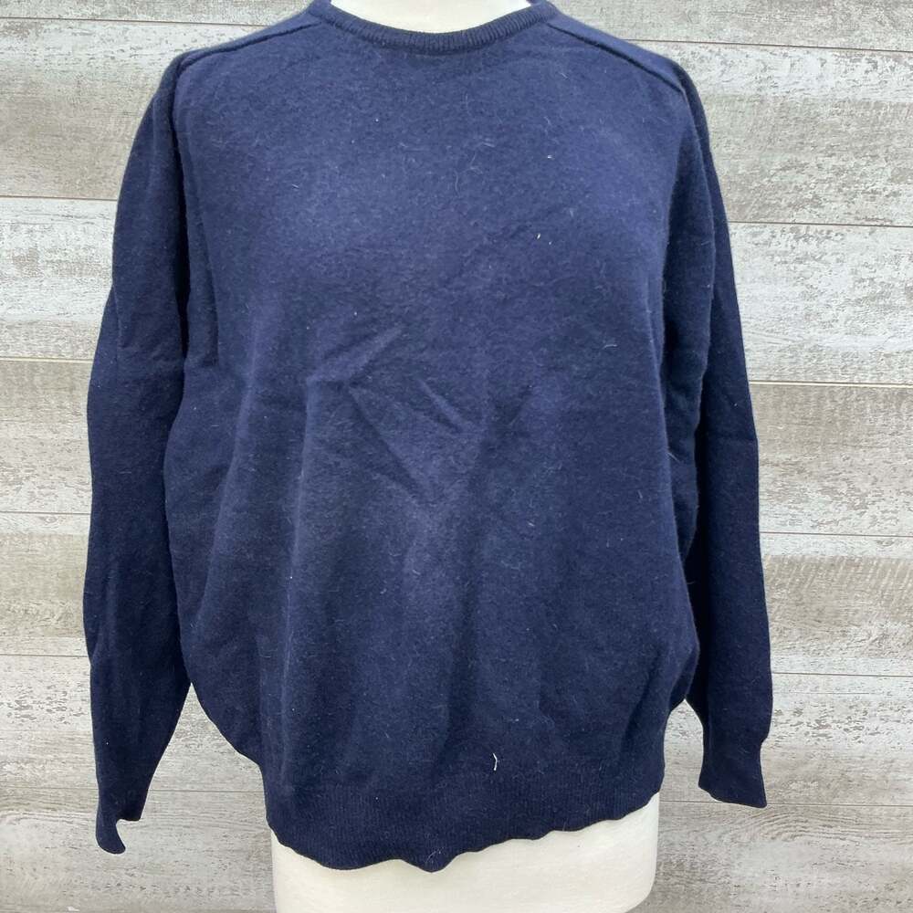 Johnstons of Elgin 100% Lambswool Crewneck Sweater Navy Blue 50” 127cm